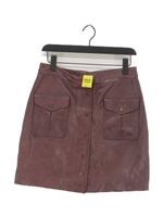 Orvis Women's Mini Skirt UK 8 Brown Leather with Polyester Short Mini