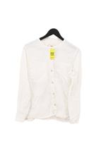 Folk Women's Shirt XL White Cotton with Linen Long Sleeve Round Neck Basic