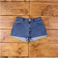 Vintage Levi's Denim Shorts 32 Levis 550 Hemmed Jorts Womens Medium Wash Blue - 32 Regular