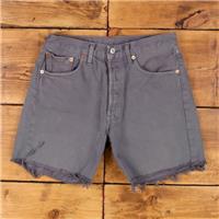 Vintage Levi's Denim Shorts 31 Levis 501 Raw Hem Jorts Dark Wash Bermuda Grey - 31 Regular