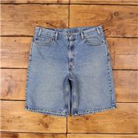 Vintage Levi's Denim Shorts 36 Levis 550 Hemmed Jorts Stonewash Bermuda Blue - 36 Regular