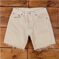 Vintage Levi's Denim Shorts 30 Levis 501 Raw Hem 90s Jorts Light Wash Bermuda - 30 Regular