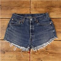 Vintage Levi's Denim Shorts 30 Levis 501 Raw Hem Jorts Womens Stonewash Blue - 30 Regular