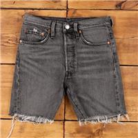 Vintage Levi's Denim Shorts 28 Levis 501 Raw Hem Jorts Dark Wash Bermuda Grey - 28 Regular