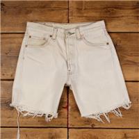 Vintage Levi's Denim Shorts 28 Levis 501 Raw Hem Jorts Womens Light Wash Beige - 28 Regular