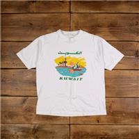 Vintage Graphic T Shirt Large Kuwait White Tee - Large Regular