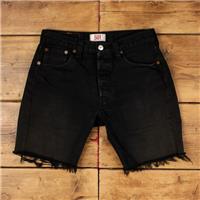 Vintage Levi's Denim Shorts 30 Levis 501 Raw Hem Jorts Dark Wash Bermuda Black - 30 Regular