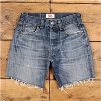 Vintage Levi's Denim Shorts 28 Levis 501 Raw Hem Jorts Womens Stonewash Blue - 28 Regular