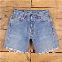 Vintage Levi's Denim Shorts 28 Levis 501 Raw Hem 90s Jorts Womens Stonewash - 28 Regular