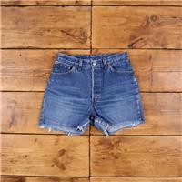 Vintage Levi's Denim Shorts 30 Levis Raw Hem 90s Jorts Stonewash Hot Pants - 30 Regular