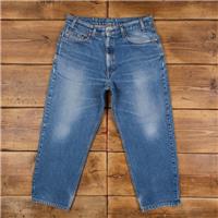 Vintage Levis 550 Jeans 35 x 27 90s Stonewash Tapered Blue Red Tab Denim - 35 Regular