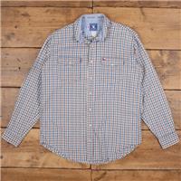 Vintage Texas Cotton Plaid Shirt Button M USA Made 90s Gingham Mens Beige - M Regular