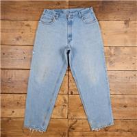 Vintage Levis 570 Jeans 35 x 32 USA Made Stonewash Tapered Blue Red Tab Denim - 35 Regular