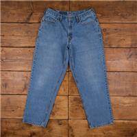 Vintage Levis 535 Jeans 35 x 32 Stonewash Straight Blue Womens Red Tab Denim - 35 Regular