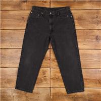 Vintage Levis 550 Jeans 35 x 27 USA Made 90s Dark Wash Tapered Black Red Tab - 35 Regular