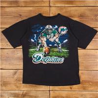 Vintage NFL Graphic T Shirt L Miami Dolphins Black Tee - L Regular