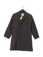 Samsoe&samsoe Women's Coat L Brown Geometric Wool with Polyester Overcoat