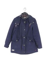 Joules Women's Jacket UK 6 Blue Cotton with Other, Polyester Rain Coat