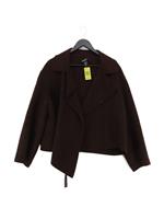 DKNY Women's Jacket M Brown Wool with Other, Nylon Overcoat