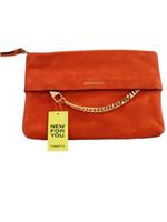 Karen Millen Women's Bag Orange Leather with Cotton Clutch