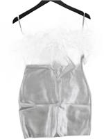 Karen Millen Bodycon Mini Dress S in Silver RRP &pound;189