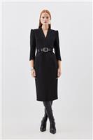Karen Millen Bodycon Midi Dress UK16 in Black RRP &pound;199