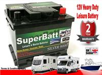 12V 50AH Leisure / Marine Battery Low Height / Low Profile - SuperBatt LH50