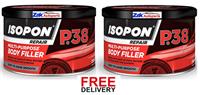 2 X Davids Isopon P38 Easy Car Body Filler Repairs Dents Scratch Repair 250ml