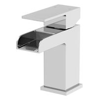 Modern Bathroom Waterfall Mono Basin Sink Mixer Tap Square Single Lever Chrome