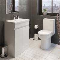 Modern Bathroom Cloakroom Suite Close Coupled Toilet 600mm Vanity Unit Sink