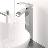 Countertop Basin Mixer Tap Modern Mono High Rise Tall Taps Curved Spout Chrome