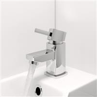 Modern Mini Mono Basin Sink Mixer Tap Small Lever Handle Square Chrome Cloakroom