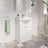 550mm Bathroom Basin Sink Vanity Unit Floor Standing Single Tap Hole Matte White