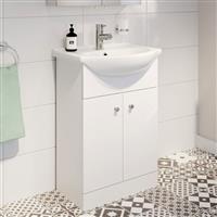 Bathroom Basin Sink Vanity Unit Single Tap Hole Floor Standing 550mm Matte White