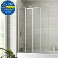 Bathroom 4 Panel Folding Bath Shower Screen Chrome 1000mm Reversible 4mm Glass