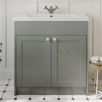 800mm Bathroom Vanity Unit Basin Sink Storage Cabinet Furniture Grey Traditional