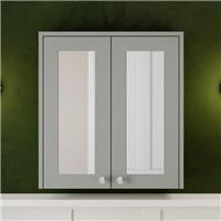 600mm Bathroom Mirror Cabinet 2 Door Storage Cupboard Wall Hung Grey Traditional