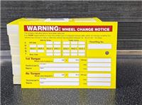 Wheel change notice tag, card, re-torque, tourque warning (50 cards)