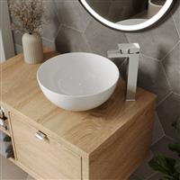 Round Countertop Basin Sink Ceramic Vanity Wash Bathroom Curved Modern 360x360mm