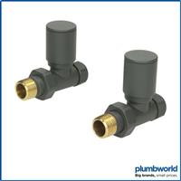 Modern Straight Heated Towel Rail Radiator Valves Pair 15mm Anthracite NDT