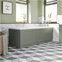 1700mm Front Bath Panel Traditional Bathroom 18mm MDF Matt Green With Plinth
