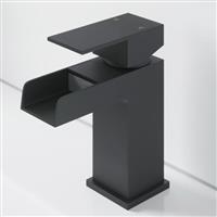 Bathroom Basin Sink Mixer Tap Black Mono Waterfall Lever Modern
