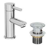 Modern Bathroom Mono Basin Sink Mixer Tap Slotted Waste Single Lever Chrome