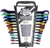 12pc Metric Combination Spanner Set 819mm Cr-V Steel Multi Coloured with Rack