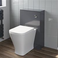 500mm Bathroom Toilet Soft Close Seat Back To Wall Cistern Furniture Unit Grey