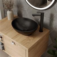 Ceramic Bathroom Vanity Wash Basin Sink Countertop Oval Modern 405 x 330mm Black