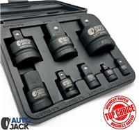Socket Adaptor Impact Set 8pc 1/4in to 1in Drop Forged CrV Phosphate Case Tool
