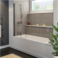 Bathroom 1700mm Single Ended Straight Bath 6mm Shower Screen Front Panel White
