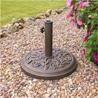 Heavy Duty Parasol Base Umbrella Cast Iron Effect Metal Garden Bronze Stand 9kg