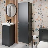 Tall Bathroom Cabinet Storage Cupboard Wall Mounted Tallboy Unit Anthracite Grey